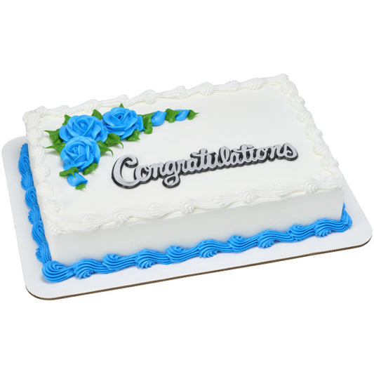Congratulations Cake Topper – Silver Script Graduation