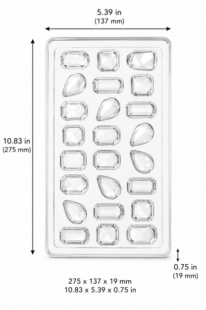 Faceted Gemstone Polycarbonate Chocolate Candy Mold – 12 Cavity