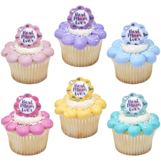 Best Mom Ever Cupcake Rings 12 Count