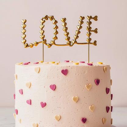 Valentines Gold Metal Cake Topper - LOVE