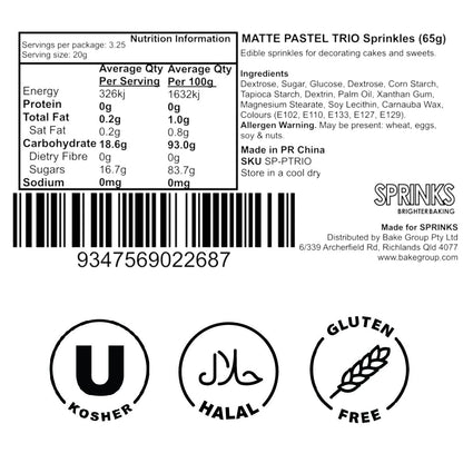 Sprinks Matte Pastel Trio Sprinkle Medley - 65g (2.3 oz)