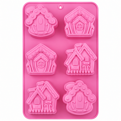 Gingerbread Village Silicone Chocolate Mold – 6 Cavity