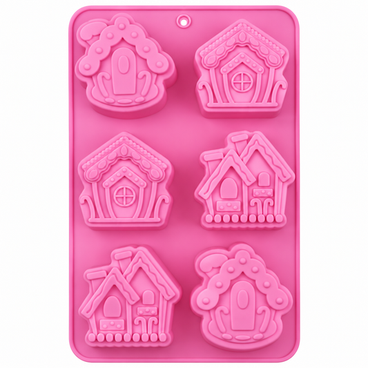 Gingerbread Village Silicone Chocolate Mold – 6 Cavity