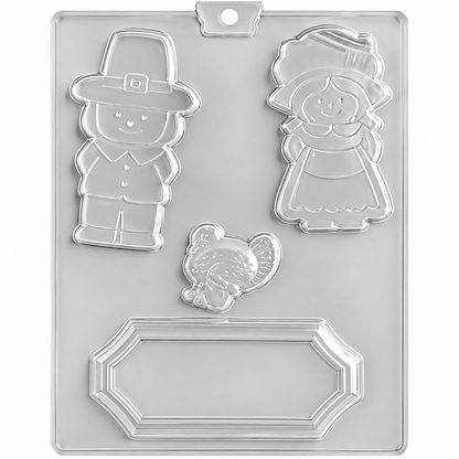 Thanksgiving Pilgrim & Turkey Chocolate Centerpiece Mold – 4 Cavities