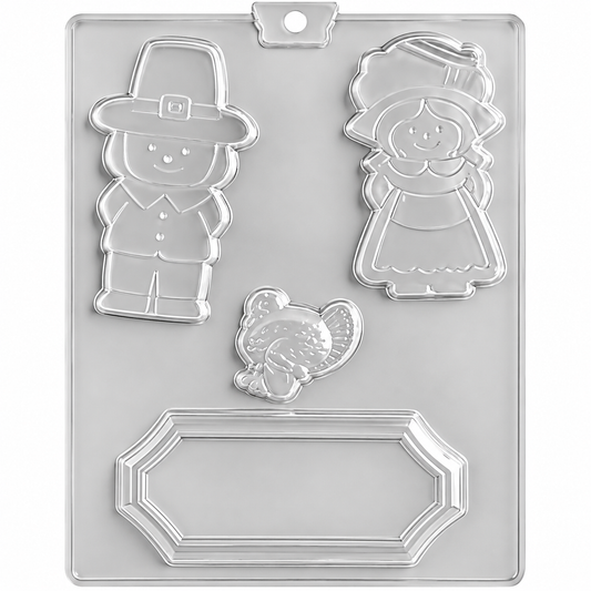 Thanksgiving Pilgrim & Turkey Chocolate Centerpiece Mold – 4 Cavities
