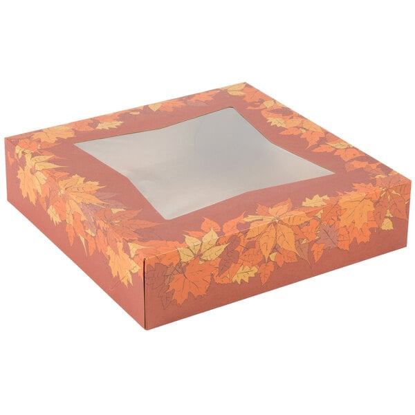 Autumn Fall Pie Box – 9 x 9 x 2.5 in. | Thanksgiving Bakery Packaging