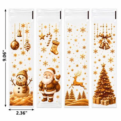 Christmas Gold & White Pretzel Rod Treat Bags – 20 Count | Holiday Candy Packaging