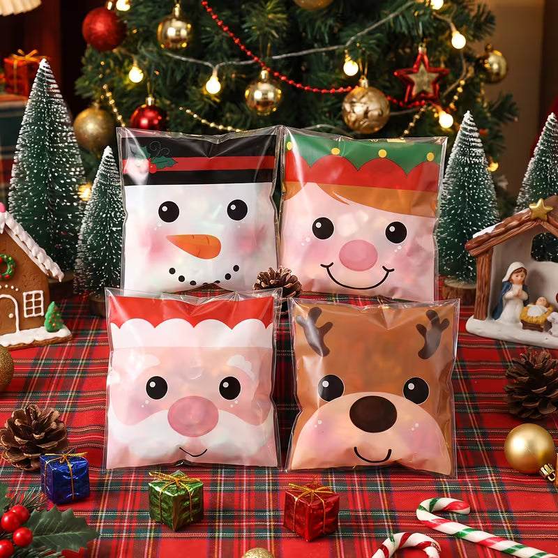 Christmas Faces Cookie Bags 4x4 20 Count