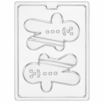 Gingerbread Man Chocolate Mold with Candy Cane Holder – 2 Cavity