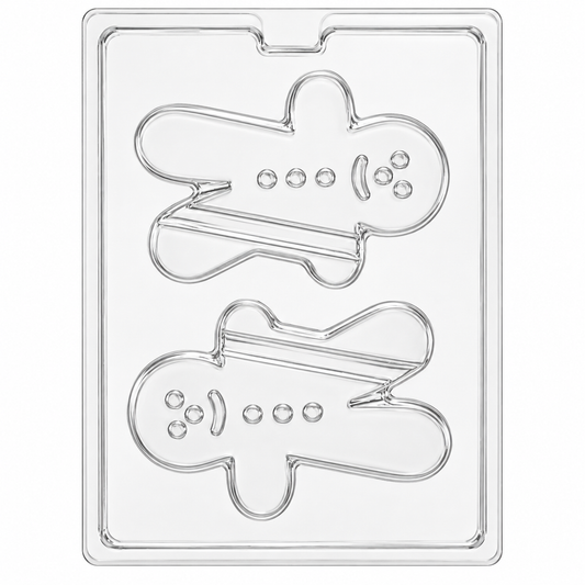 Gingerbread Man Chocolate Mold with Candy Cane Holder – 2 Cavity