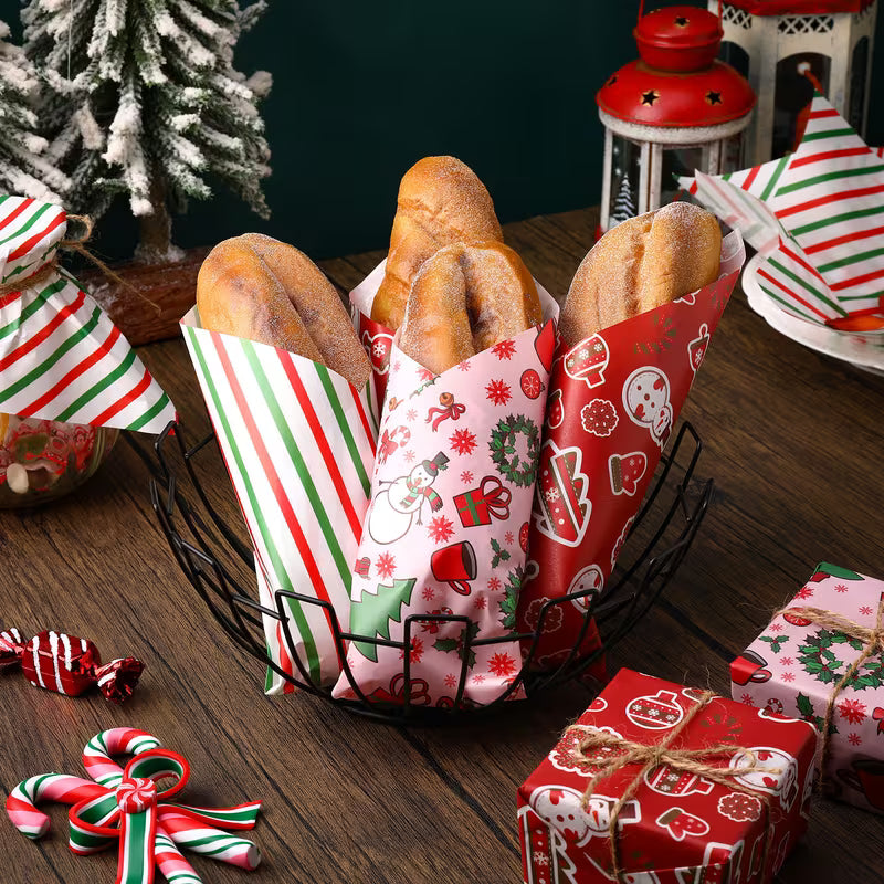 Christmas Wax Paper Sheets – Holiday Food Wrappers, 15 Count