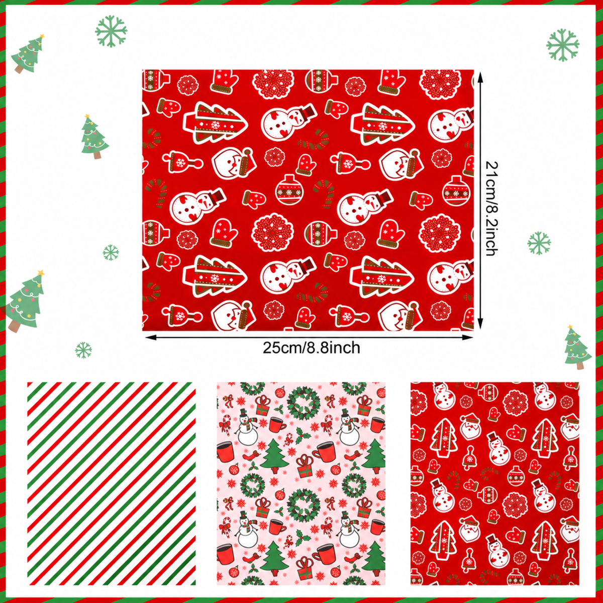 Christmas Wax Paper Sheets – Holiday Food Wrappers, 15 Count