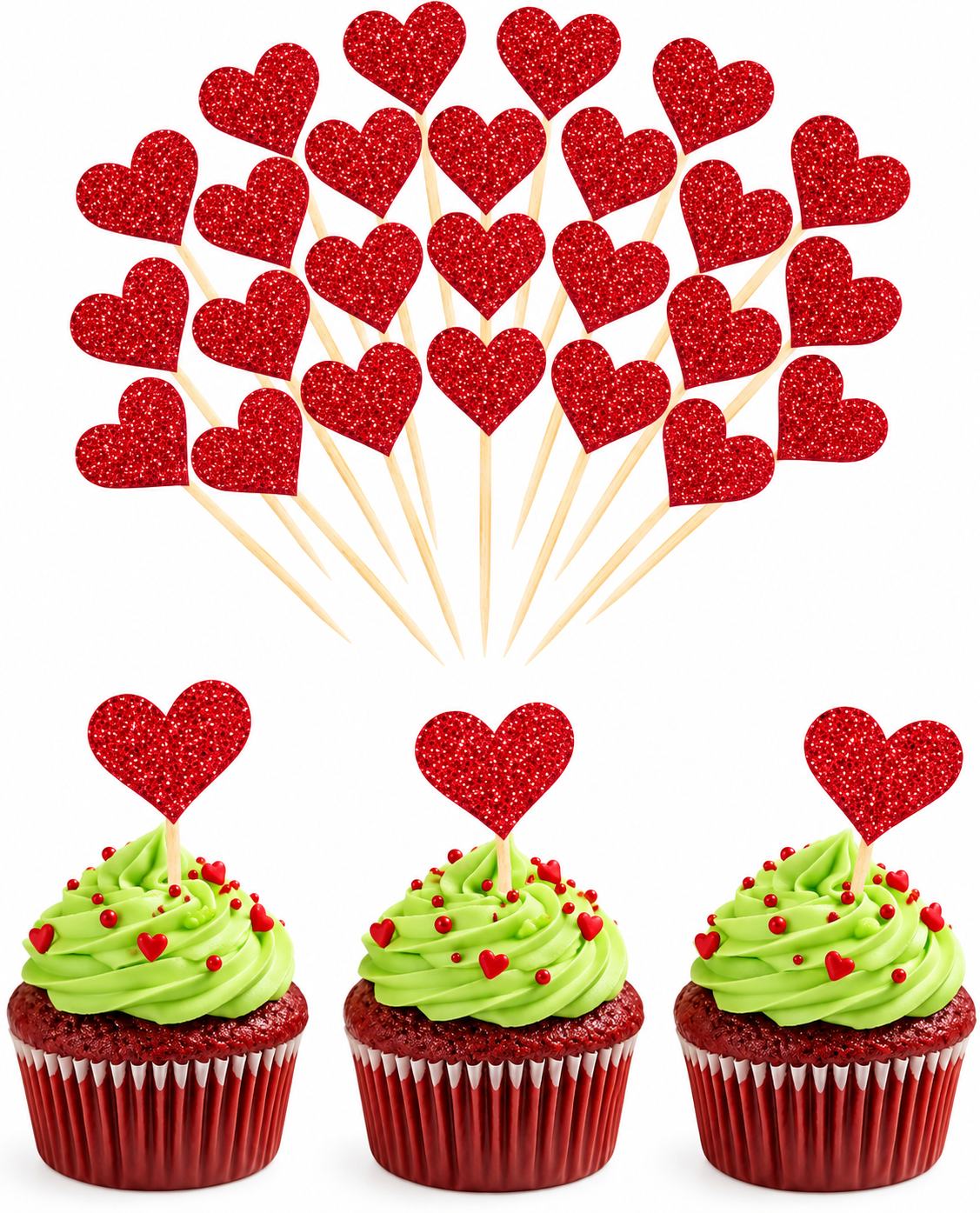 Glitter Grinch Heart Cake Topper 15 Count – Cakewalk @Candyland Crafts