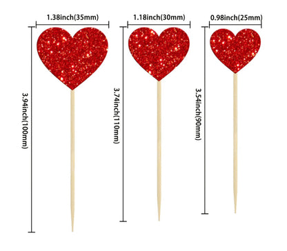 Glitter Grinch Heart Cake Topper 15 Count