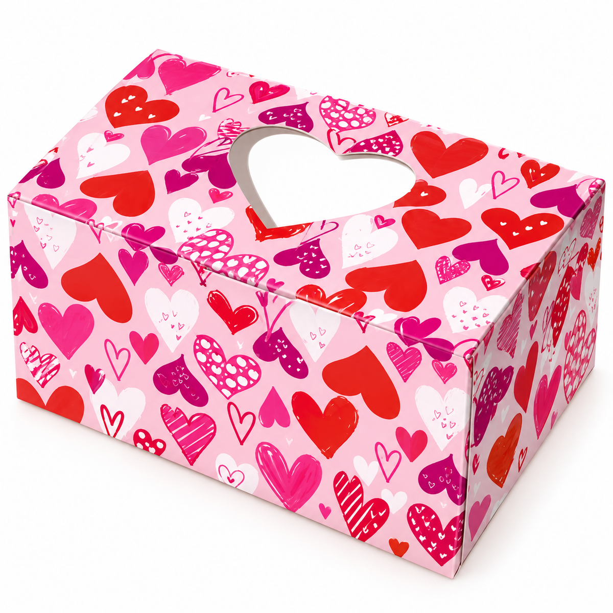 Valentine Heart Window Bakery Boxes – Assorted Designs (Set of 6)