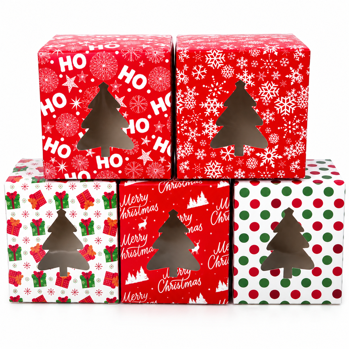 Christmas Red Cookie Box 4x4 5 Count