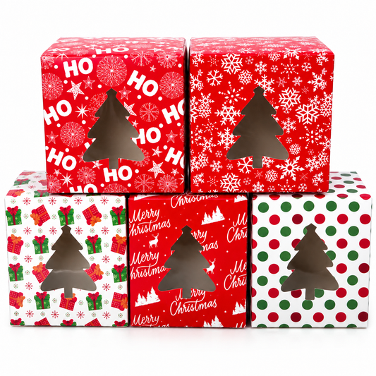 Christmas Red Cookie Box 4x4 5 Count