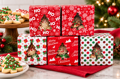 Christmas Red Cookie Box 4x4 5 Count
