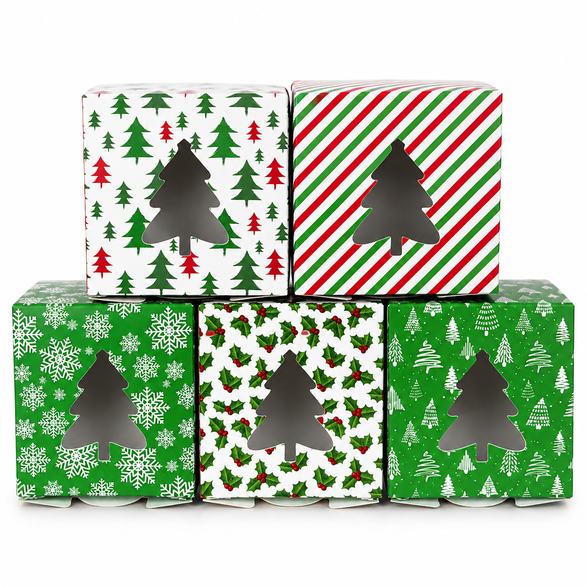 Christmas Green Cookie Box 4x4 5 Count