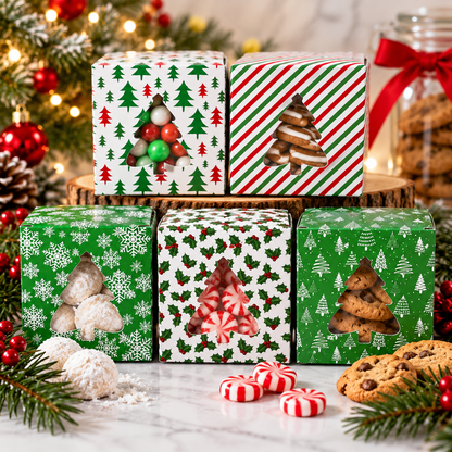 Christmas Green Cookie Box 4x4 5 Count