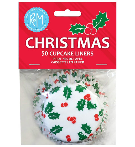 Christmas Holly & Berry Cupcake Liners – 50 Count