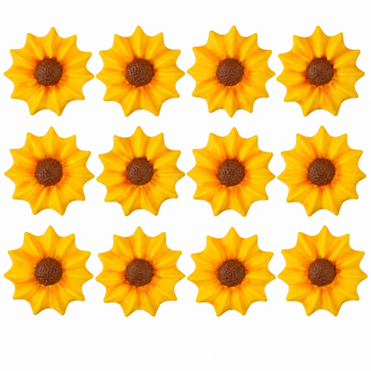 Sunflower Edible Cake & Cupcake Decorations – Golden Yellow, 3/4 Inch, 12 Count