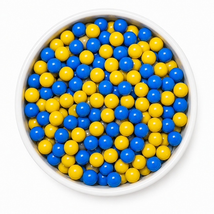 Blue Yellow Chocolate Candy Pearls with Crispy Shell – Cake & Cupcake Topping