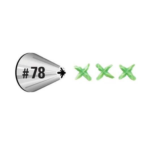 4-Point Stars, Cross Stitch & Textured Borders Piping Tip - Wilton #78 Cross-Top - Stainless Steel Cake Decorating Tip