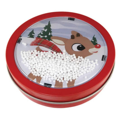 Rudolph Snow Globe Candy Cane Tin