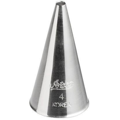 Ateco #4 Round Piping Tip – Fine Plain Decorating Tip for Writing, Dots & Fine Details - Stainless Steel Cake Decorating Tip