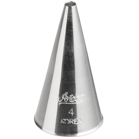 Ateco #4 Round Piping Tip – Fine Plain Decorating Tip for Writing, Dots & Fine Details - Stainless Steel Cake Decorating Tip