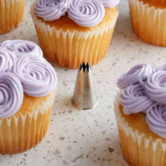 Stars, Shells & Rosettes Piping Tip - Ateco #21 Open Star - Stainless Steel Cake Decorating Tip