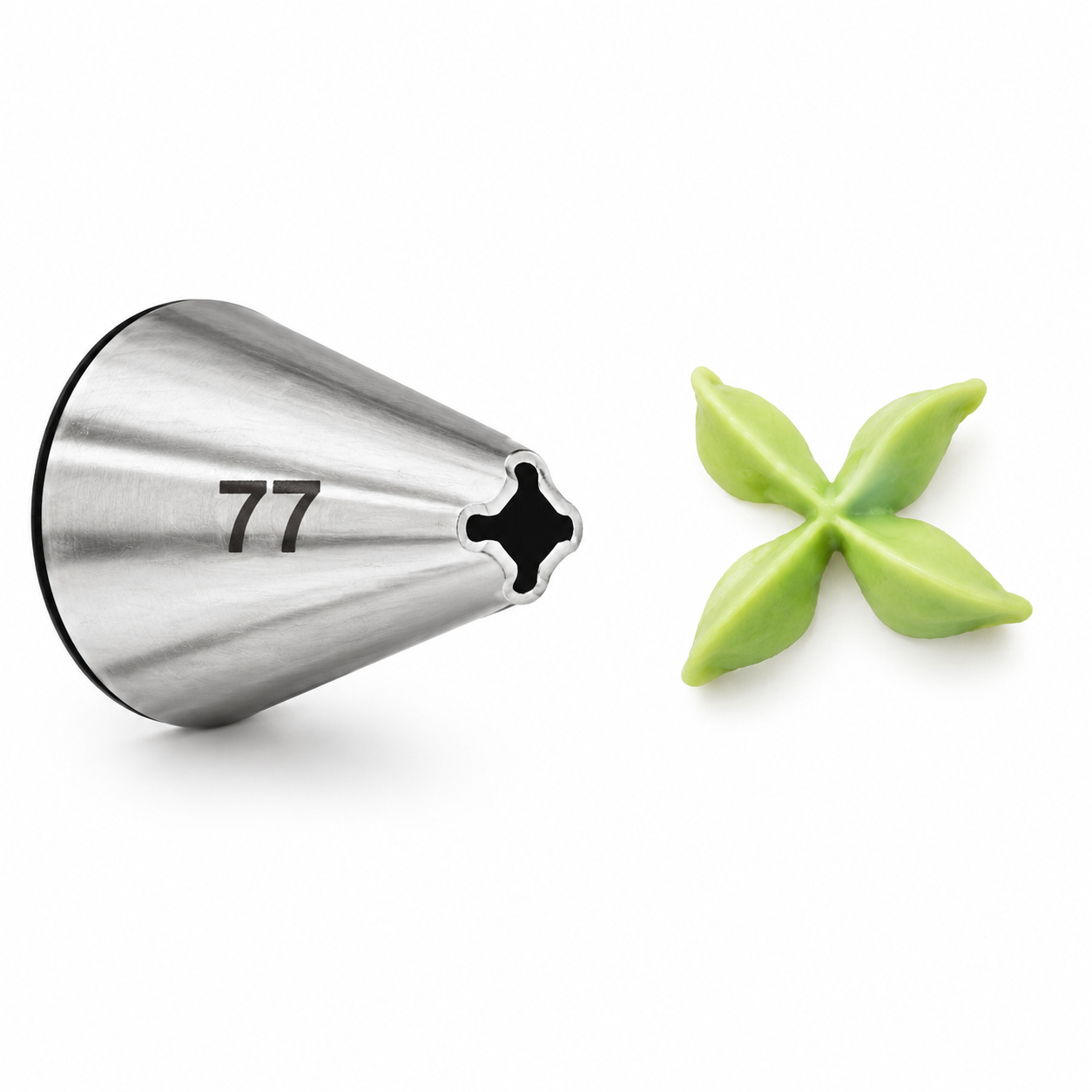 4-Point Stars, Cross Stitch & Textured Borders Piping Tip - Wilton #77 Cross-Top - Stainless Steel Cake Decorating Tip