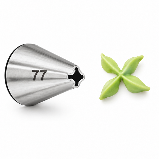 4-Point Stars, Cross Stitch & Textured Borders Piping Tip - Wilton #77 Cross-Top - Stainless Steel Cake Decorating Tip