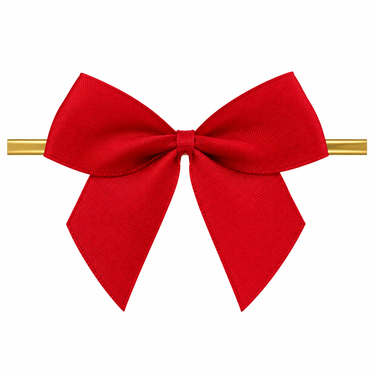 Red Satin Pre-Tied Bows with Gold Twist Ties – 2.5 Inch, 12 Count