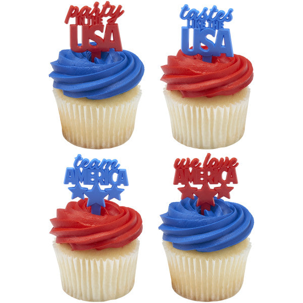 Team America Cupcake Toppers 12 Count