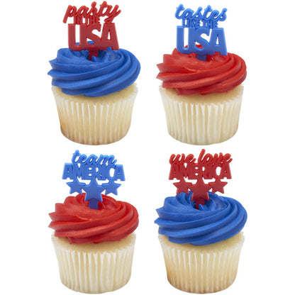 Team America Cupcake Toppers 12 Count