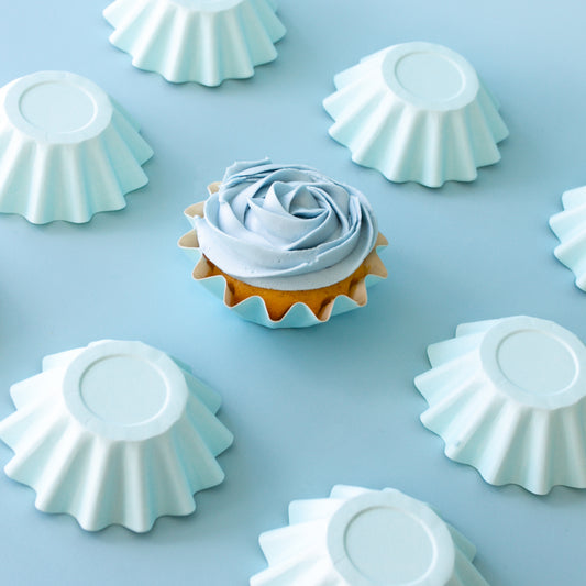 Bloom Fluted Baking Cups - Pastel Blue Cupcake Liners
