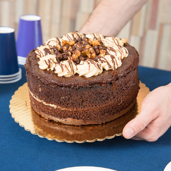 6" GOLD CORRUGATED CAKE CIRCLE SCALLOPED EDGE