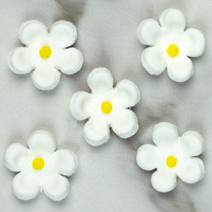 White Edible Mini Flower Decorations for Cakes & Cupcakes – 10 Count