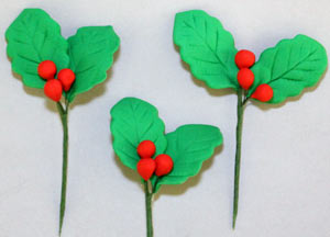 Edible Decorations Holly Spray 2 Piece
