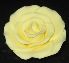 Gum Paste Rose  Large 2in  Yellow  2-Count