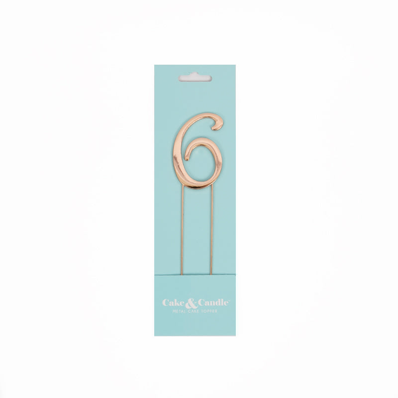 Birthday Cake Topper Number 6 Rose Gold 2.75in