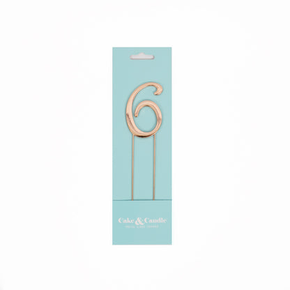 Birthday Cake Topper Number 6 Rose Gold 2.75in