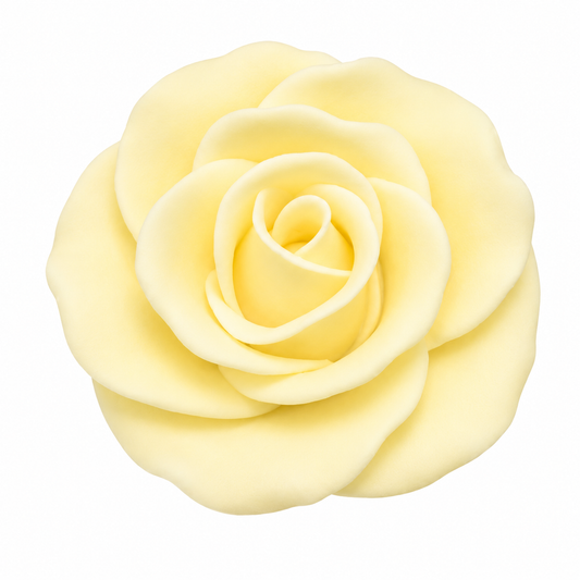 Yellow XL Gum Paste Rose 3 Inch Edible Cake Decoration – 1 Count