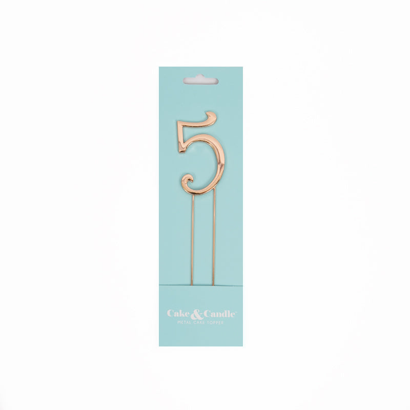 Birthday Cake Topper Number 5 Rose Gold 2.75in