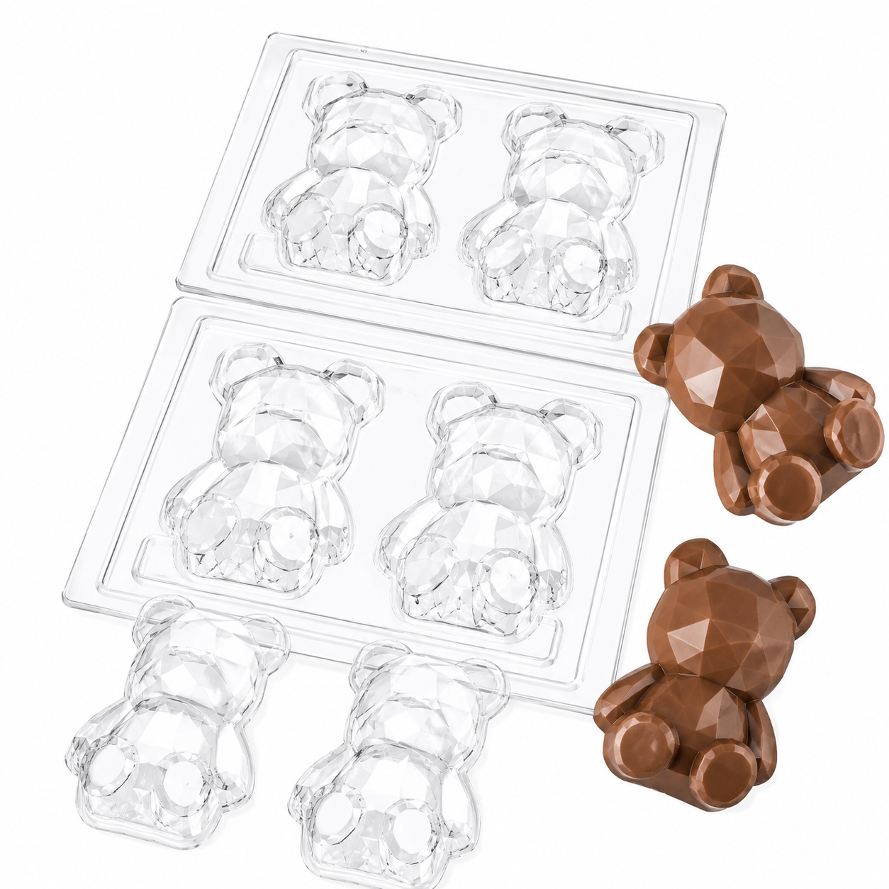 Professional 3D Geometric Teddy Bear POM Chocolate Mold