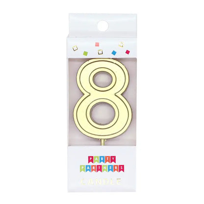 Number 8 Gold Metallic Candle