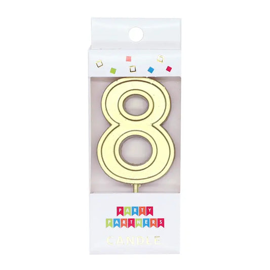 Number 8 Gold Metallic Candle