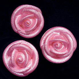 Edible Decoration Medium Icing Roses Gloss Pink  6 Count
